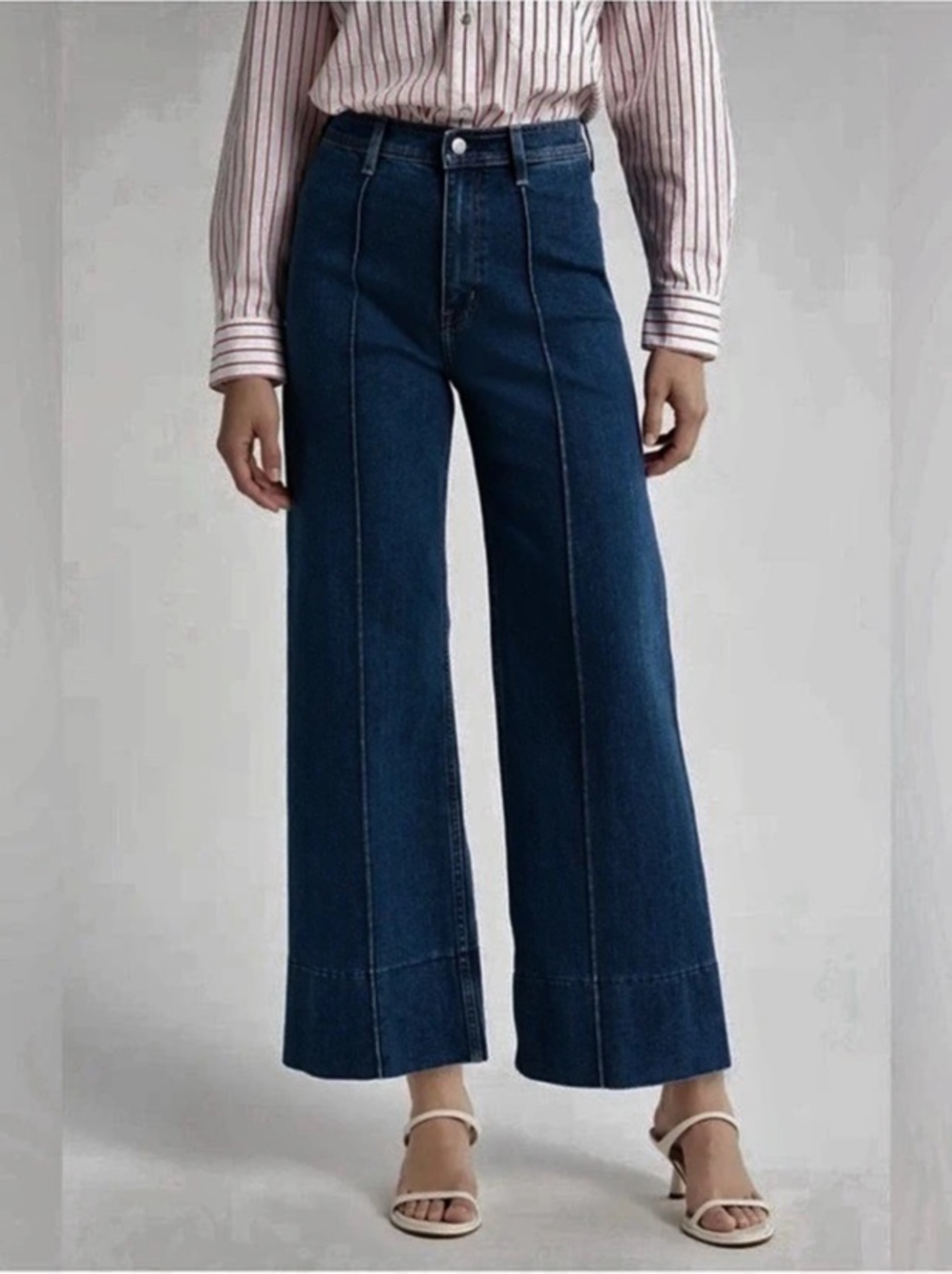 Pistola Penny Ankle Pintuck Wide Jean Wide Leg Jeans in Blue Like New